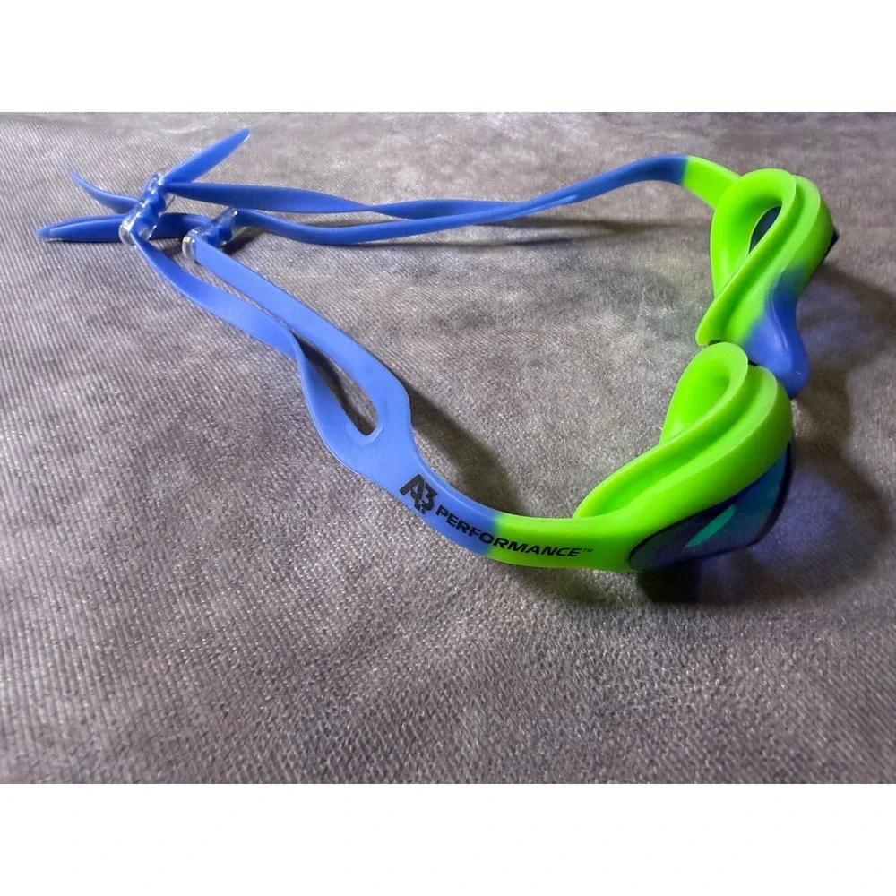 A3 Performance Swimming Goggles Neon Green Blue Adjustable Racing Swim Eyewear